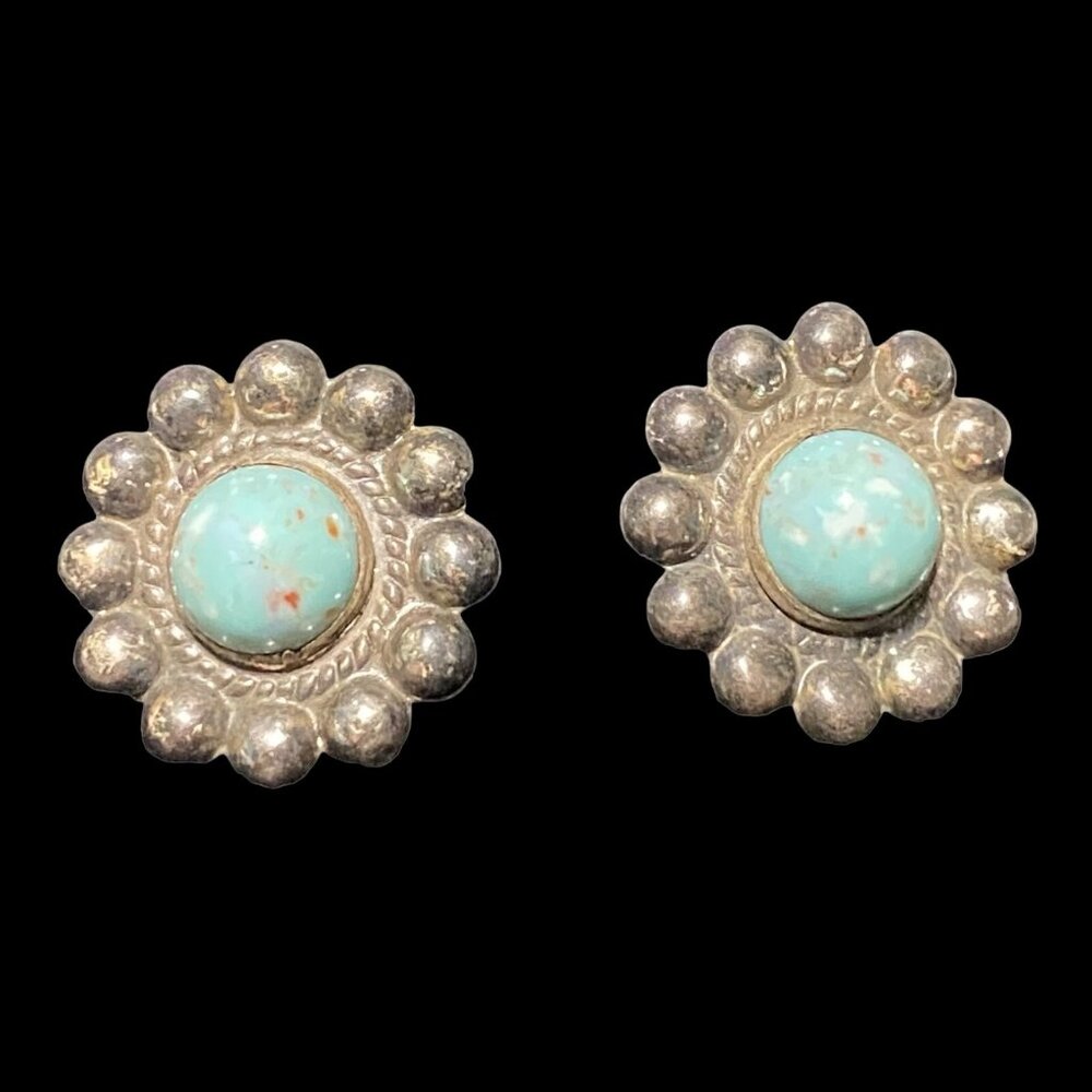 Vintage Earrings Plastic Celluloid or Casein Turquoise Sterling Silver Vintage S